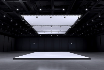 展示模型和企业形象的展台。空的展台设计。展厅零售展位设计元素。展位设计贸易展。空白展台系统图形资源。