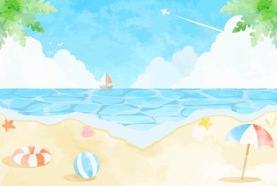 美丽的水彩海背景插图