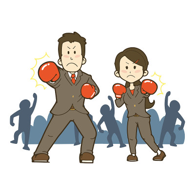 一个战斗的商人的插图。