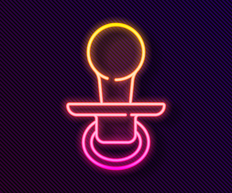 Glowing neon line Baby dummy pacifier icon isolate