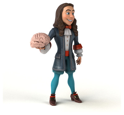 3D插图的卡通人在历史巴洛克服装