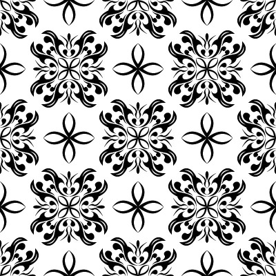 Floral seamless decorative design. Black and white
