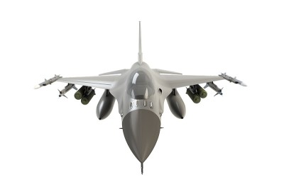 F16前视图，美国军用战斗机白色背景，3D渲染