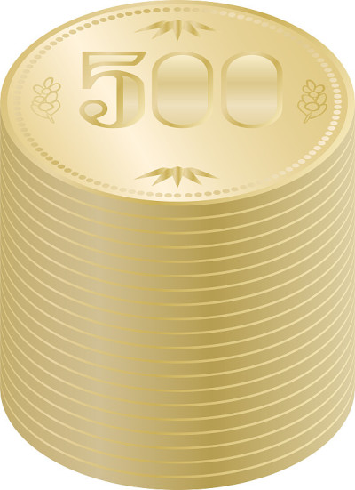 500日元硬币孤立矢量插图