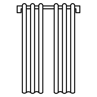 时尚的窗帘布，门帘。矢量图标，轮廓，孤立，48x48像素。