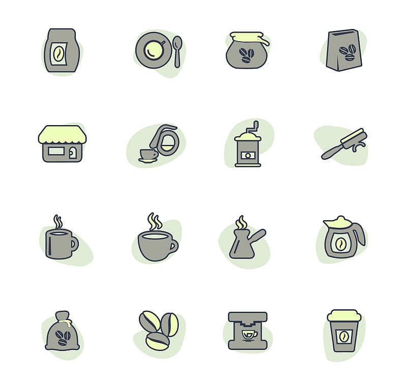 Coffee icons set