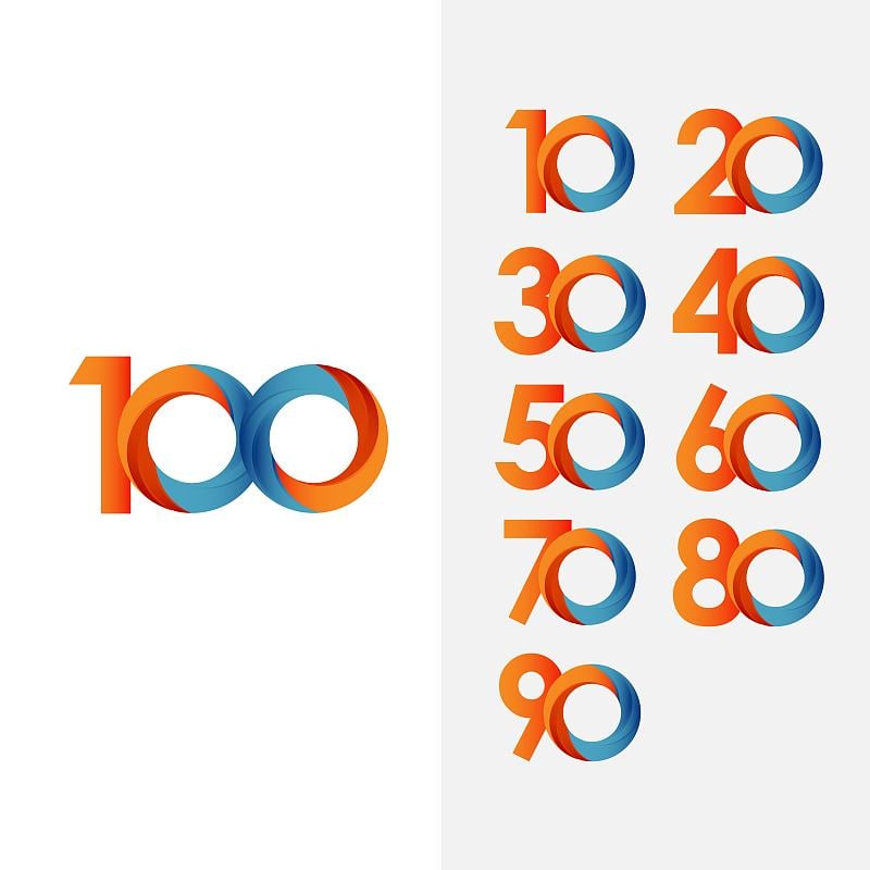 100 set year anniversary vector template. Design f