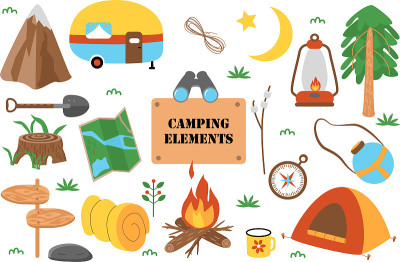 set of isolated camping elements part 1 - vector i