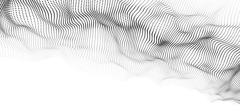 运动粒子的波在白色背景上的抽象矢量3d插图。