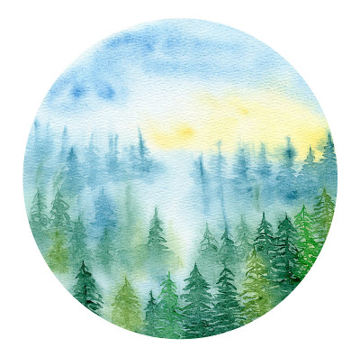 水彩手绘风景
