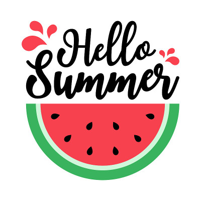 矢量Hello夏季插图与西瓜图形