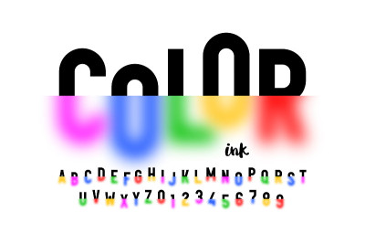 彩色墨水半模糊彩色字体