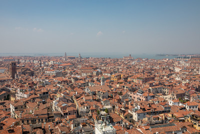 Panoramic view of Venice city with historic buildi