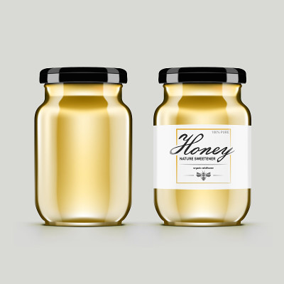 Wildflower Honey Product In Glass Jar With Label