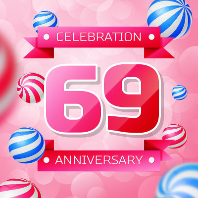 Realistic Sixty nine 69 Years Anniversary Celebrat
