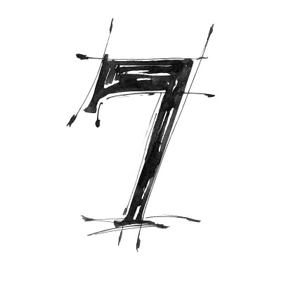 手绘的黑色数字7