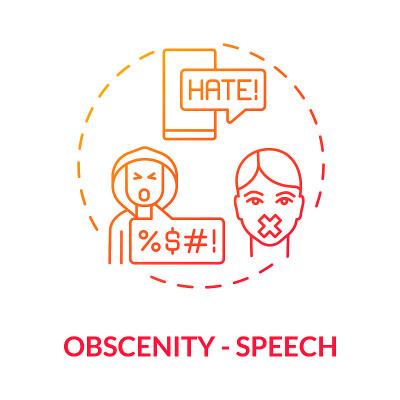 淫秽言语红色渐变概念图标