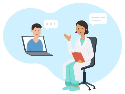 Doctor Consulting Patient using Internet And Lapto