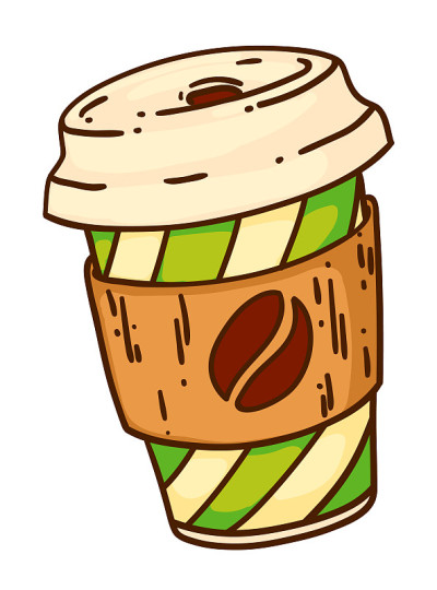 Cartoon takeaway coffee cup isolated on white