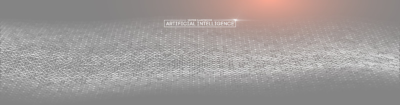 人工智能矢量波光背景数字壁纸。通信网络。商业信息抽象墙纸。背景3 d网格。Ai科技线网未来线框。每股