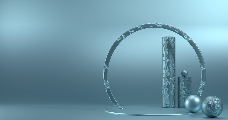 极简的展示与空白的空间。空讲台展示产品。3 d渲染。