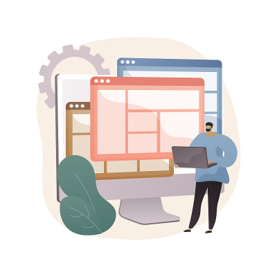 网站模板抽象概念矢量插图。