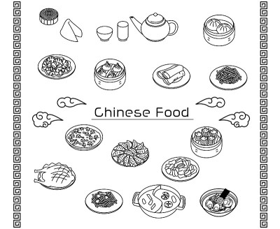 中国菜简单的线条图标