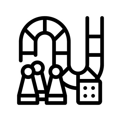 交互式儿童棋盘游戏矢量细线图标