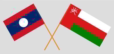 阿曼和老挝的交叉旗帜