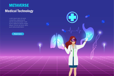 在医疗保健领域，医生佩戴VR护目镜，体验3D虚拟现实学习，在环境界面分析和诊断人体器官健康问题。