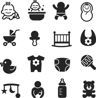 基本的婴儿图标设置矢量插图