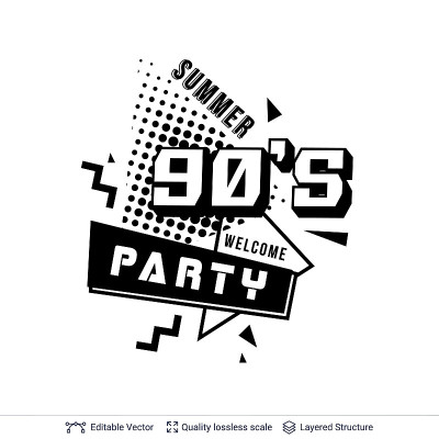 Summer party ad text in pop-art style.