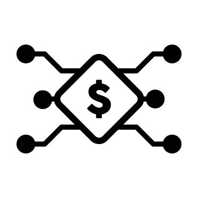 数字美元图标矢量货币符号的数字交易的资产和钱包在一个平面的颜色字形象形图