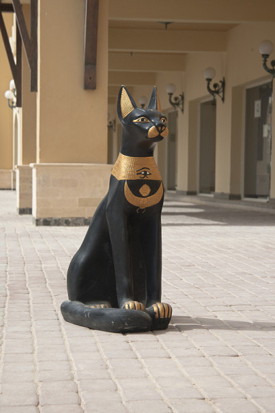 街上有埃及圣猫雕像