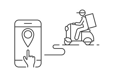 食品配送服务矢量图。在线订餐手机app