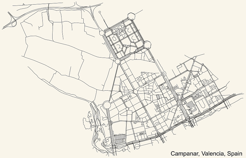 西班牙巴伦西亚坎帕纳区街道道路图