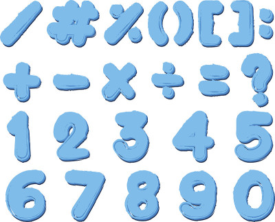 蓝色数字和符号的字体设计
