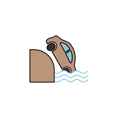 汽车在水事故图标