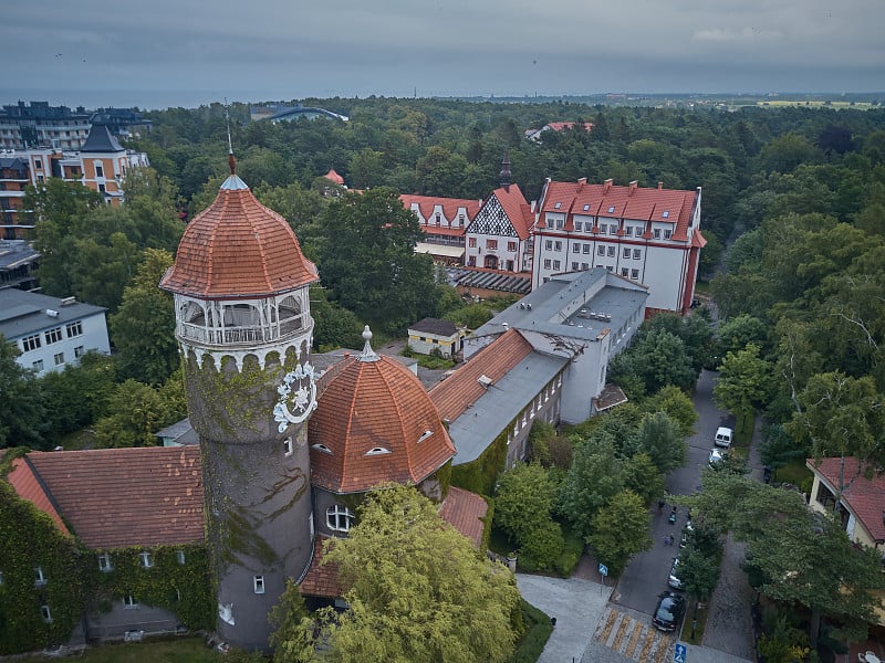 水塔鸟瞰图Svetlogorsk，俄罗斯前Rauchen，普鲁士