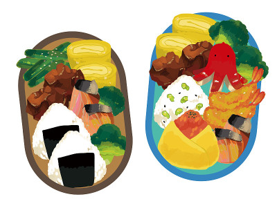 可爱饭团和饭盒插图材料/矢量/运动会