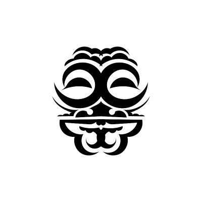 面具面纹身装饰毛利风格。非洲传统仪式面具。提基文身制。图腾向量设计。