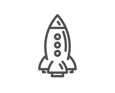 火箭图标。宇宙飞船运输标志。向量