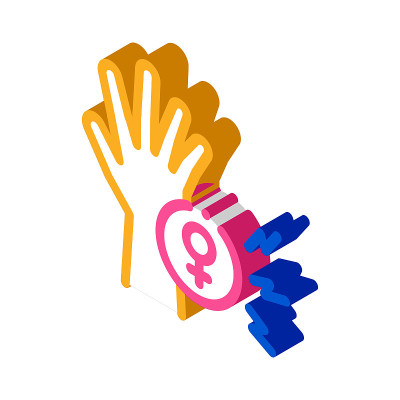 女性手等距图标矢量插图