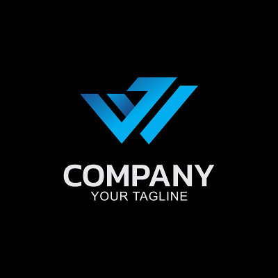 JW或JV首字母交织字母矢量标志模板在梯度