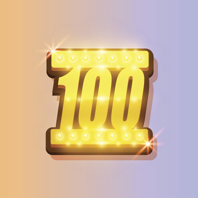 奖励号码100横幅，黄金对象