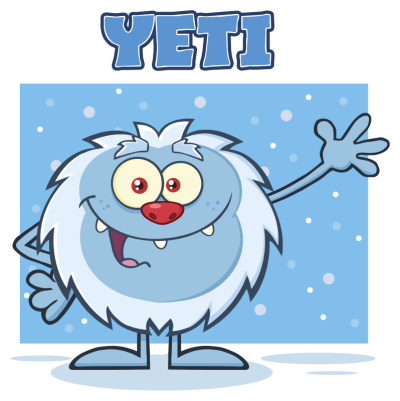 小雪人卡通吉祥物人物挥手打招呼与文字雪人