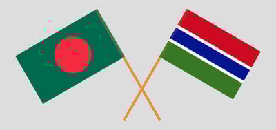 Crossed flags of Bangladesh and the Gambia