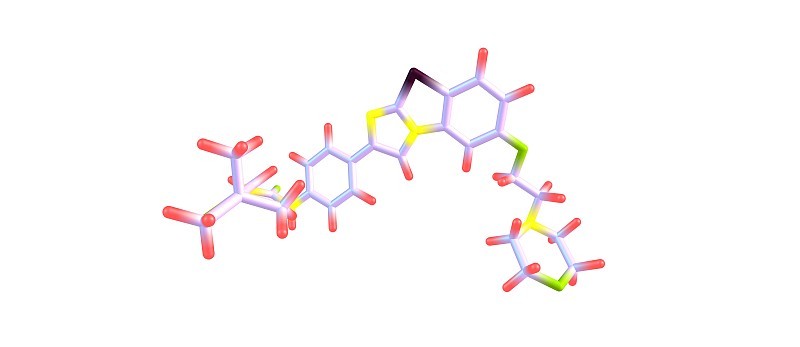 Quizartinib分子结构分离于白色
