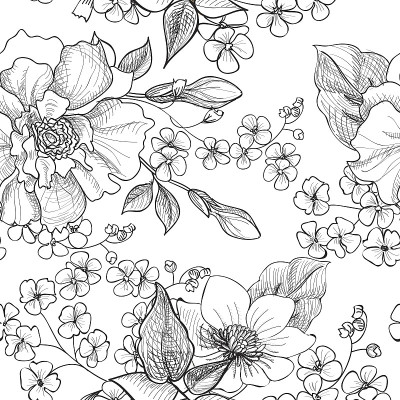花卉无缝模式。花的背景。花的无缝纹理与花。