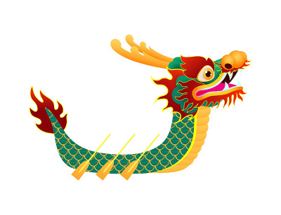 以中国龙舟竞渡节粽子、可爱汉字设计、快乐端午节孤立贺卡为背景矢量插图。